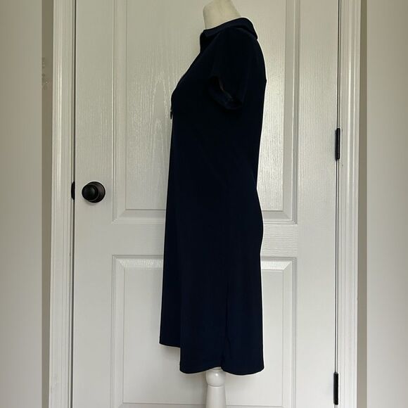 MSK Petite Women’s Navy Blue Short Sleeve Pullover Dress Silver Ring  Small - Picture 4 of 11
